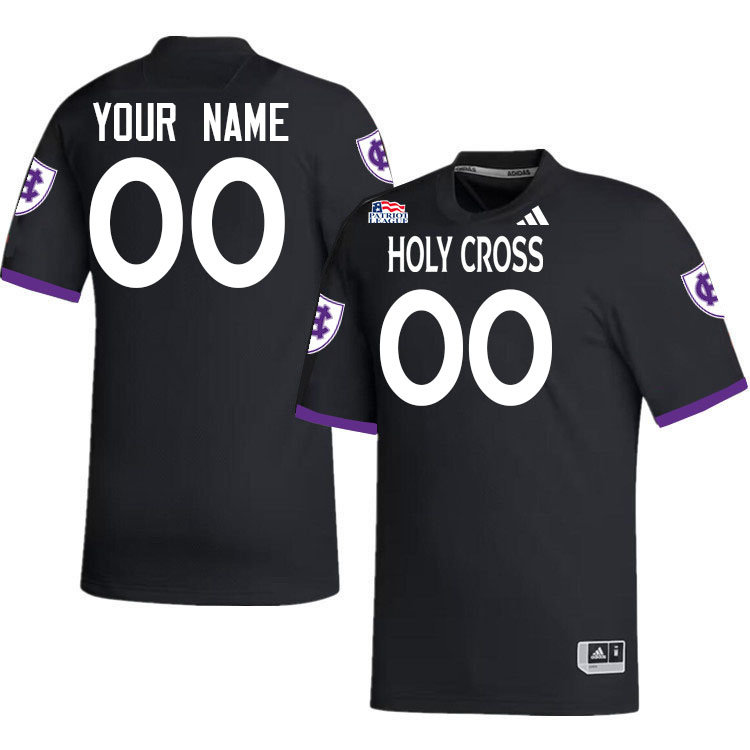 Custom Holy Cross Crusaders Name And Number Football Jerseys-Black